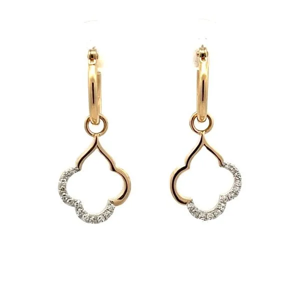 14 Karat Yellow Diamond Clover Dangle Hoop Earrings Dickinson Jewelers Dunkirk, MD