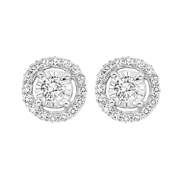 14k White Gold Tru Reflection Diamond Halo Earrings Dickinson Jewelers Dunkirk, MD