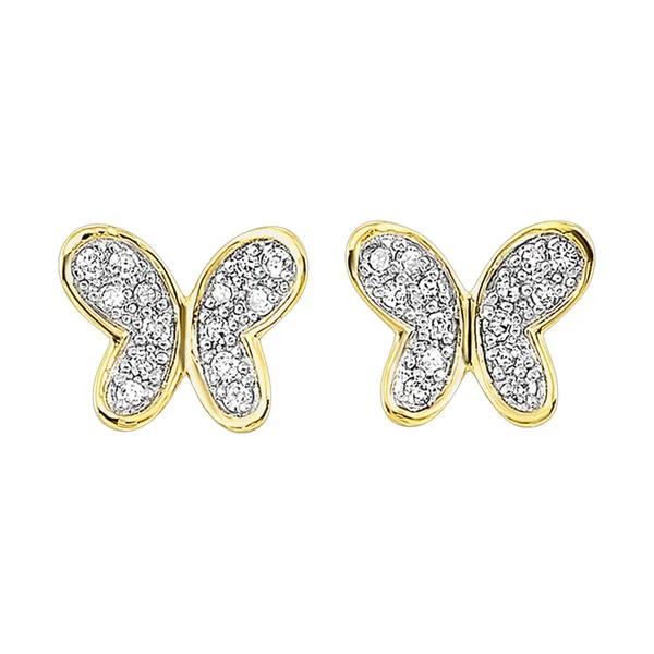 10Kt Yellow Diamond Butterfly Post Earrings Dickinson Jewelers Dunkirk, MD