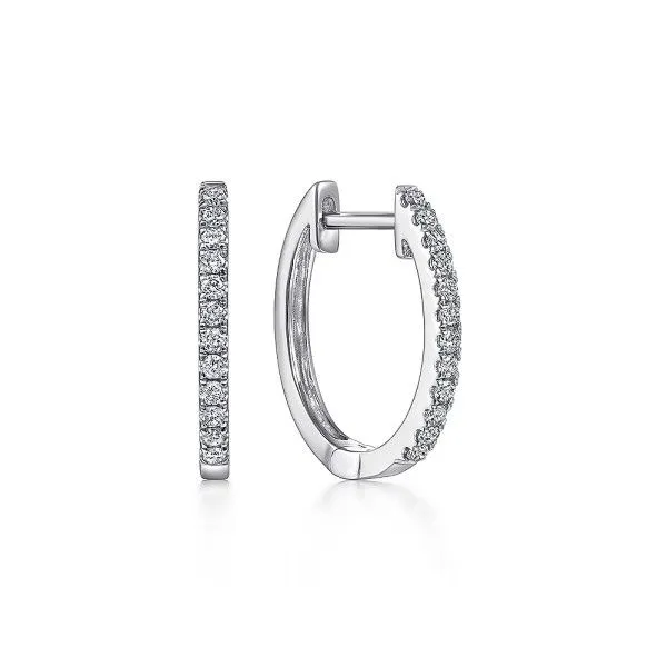 14Kt White Diamond Huggie Earrings Dickinson Jewelers Dunkirk, MD