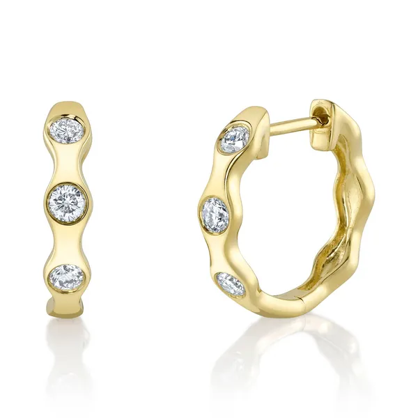 14Kt Yellow Gold Diamond Bezel Huggie Hoop Earrings Dickinson Jewelers Dunkirk, MD