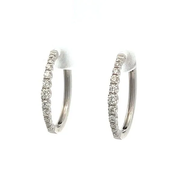 14K White Diamond Hoop Earrings Dickinson Jewelers Dunkirk, MD