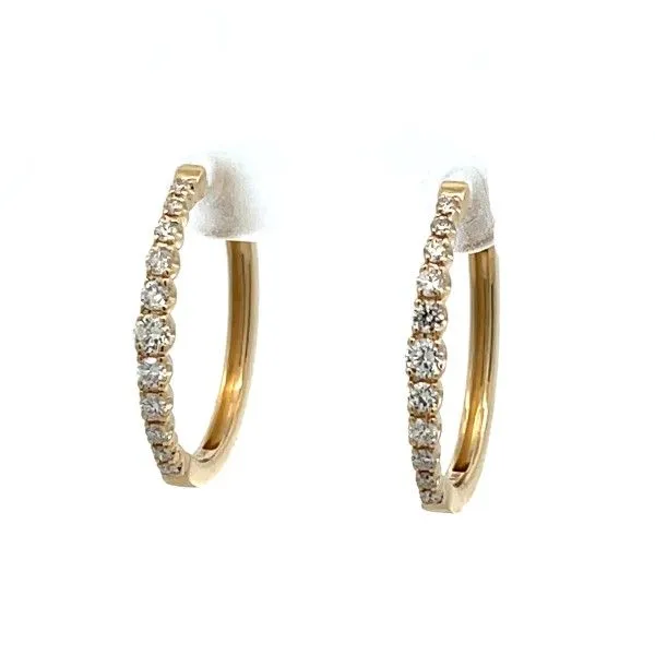 14K Yellow Gold Graduated Diamond Hoop Earrings Dickinson Jewelers Dunkirk, MD