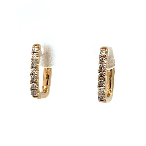 14K Yellow Square Diamond Hoop Earrings Dickinson Jewelers Dunkirk, MD
