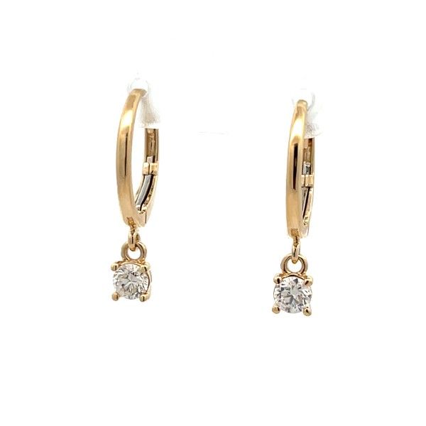 14K Yellow Diamond Dangle Hoop Earrings Dickinson Jewelers Dunkirk, MD