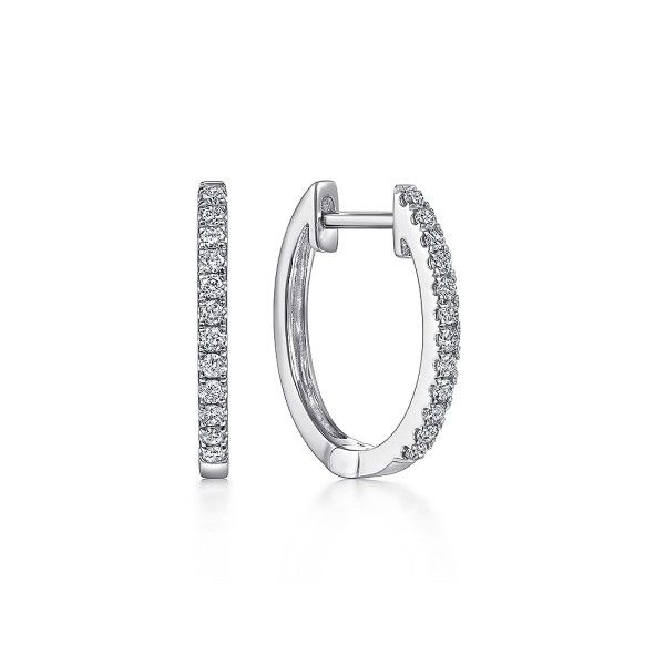 14K White Diamond Huggie Earrings Dickinson Jewelers Dunkirk, MD