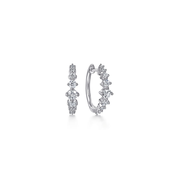 14K White Gold Diamond Graduated Hoop Earrings Dickinson Jewelers Dunkirk, MD