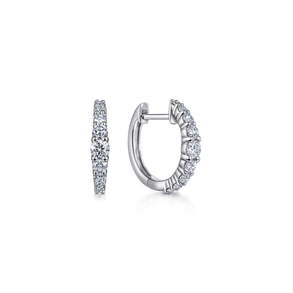 14K White Graduated Diamond Hoop Earrings Dickinson Jewelers Dunkirk, MD