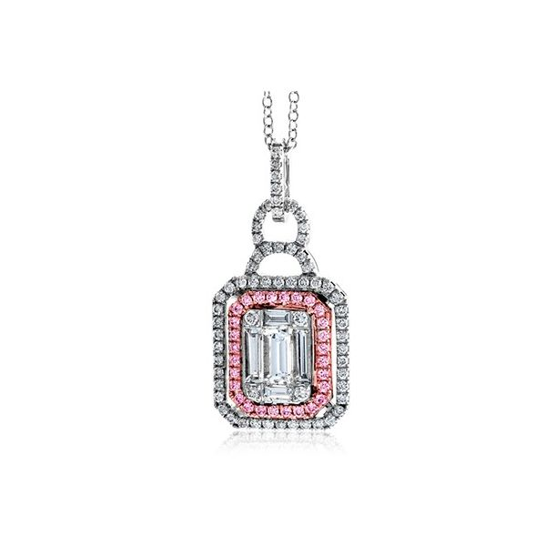 18k White-Rose Gold Diamond Halo Pendant Dickinson Jewelers Dunkirk, MD