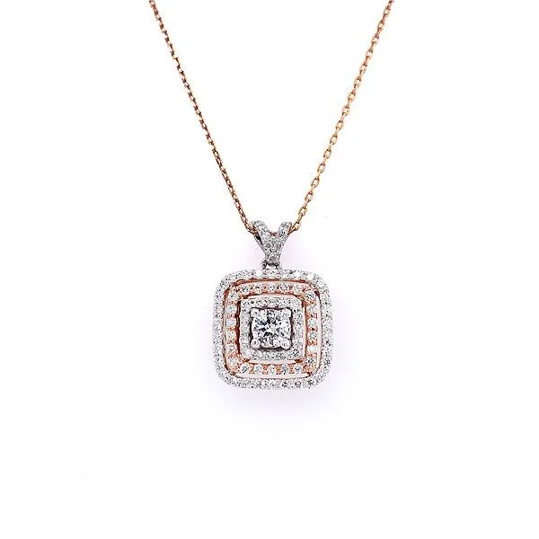 14k Rose-White Gold Diamond Halo Pendant Dickinson Jewelers Dunkirk, MD