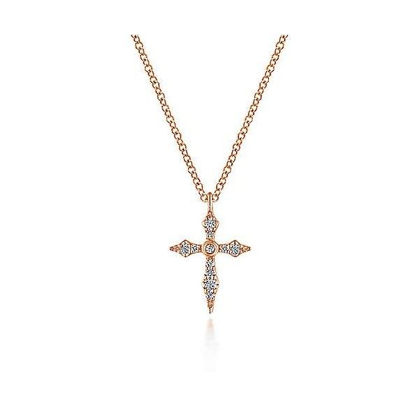 14k Rose Gold Diamond Cross Pendant Dickinson Jewelers Dunkirk, MD