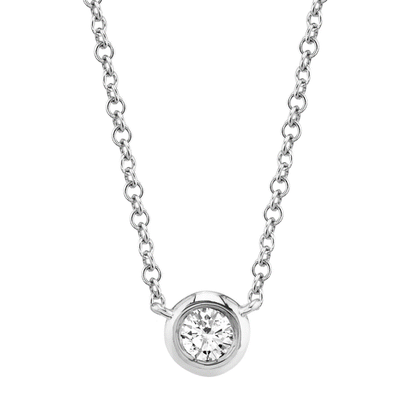 14k White Gold Diamond Solitaire Necklace Dickinson Jewelers Dunkirk, MD