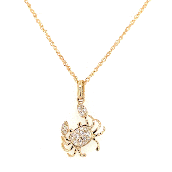 14k Yellow Gold Diamond Crab Pendant Dickinson Jewelers Dunkirk, MD