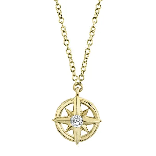 14k Yellow Gold Diamond Compass Rose Pendant Dickinson Jewelers Dunkirk, MD