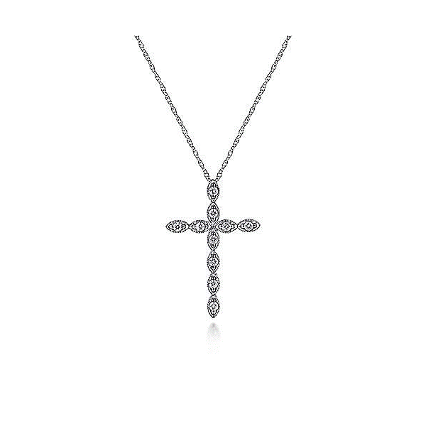 14k White Gold Diamond Cross Necklace Dickinson Jewelers Dunkirk, MD