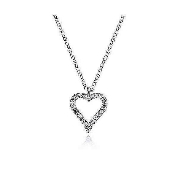14k White Gold Diamond Heart Necklace Dickinson Jewelers Dunkirk, MD