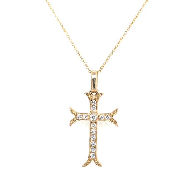 14k Yellow Gold Diamond Cross Necklace Dickinson Jewelers Dunkirk, MD