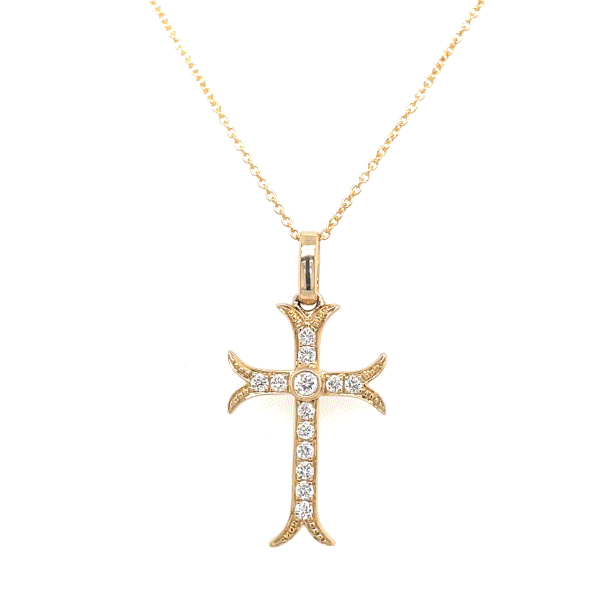 14k Yellow Gold Diamond Cross Necklace Dickinson Jewelers Dunkirk, MD