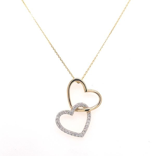 14k Yellow-White Gold Diamond Heart Necklace Dickinson Jewelers Dunkirk, MD