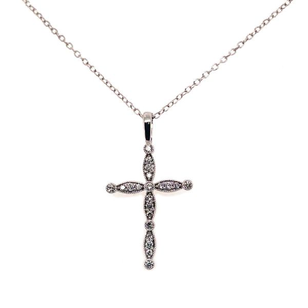 10k White Gold Diamond Cross Pendant Dickinson Jewelers Dunkirk, MD