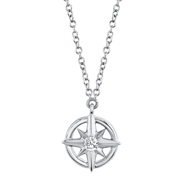 14k White Gold Diamond Compass Rose Pendant Dickinson Jewelers Dunkirk, MD