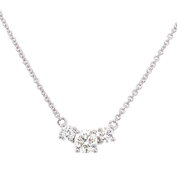 14k White Gold Three Stone Diamond Necklace Dickinson Jewelers Dunkirk, MD