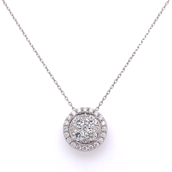 14k White Gold Diamond Halo Pendant Dickinson Jewelers Dunkirk, MD