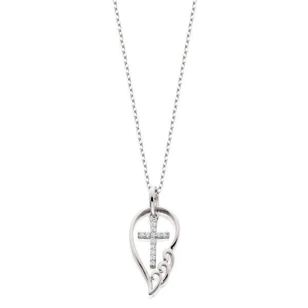 10k White Gold Diamond Angel Wing and Cross Pendant Dickinson Jewelers Dunkirk, MD