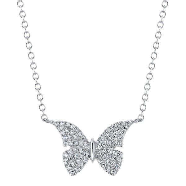 14k White Gold Diamond Butterfly Necklace Dickinson Jewelers Dunkirk, MD
