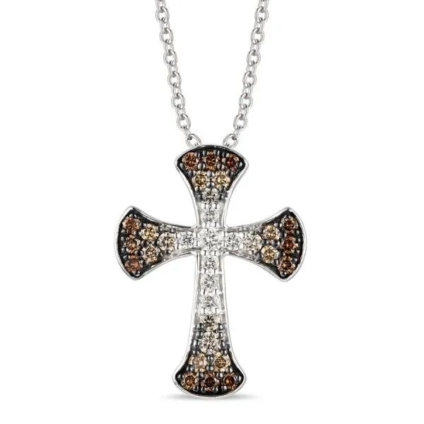 14k Gold Chocolate Ombre Diamonds Cross Necklace