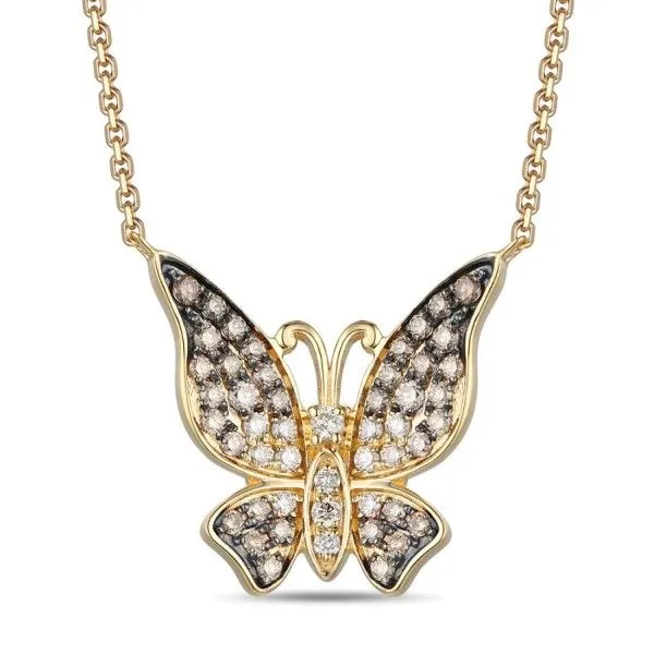 14k Gold Chocolate Ombré Diamonds® Butterfly Necklace Dickinson Jewelers Dunkirk, MD