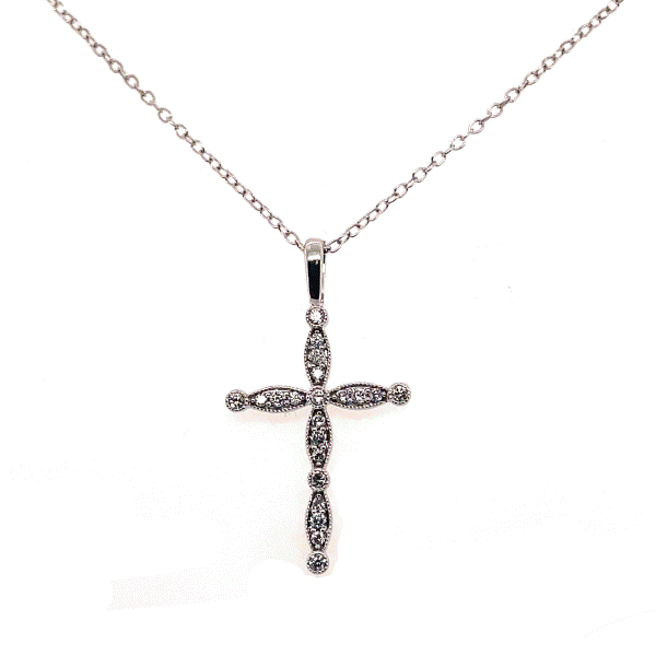 10k White Gold Diamond Cross Pendant Dickinson Jewelers Dunkirk, MD