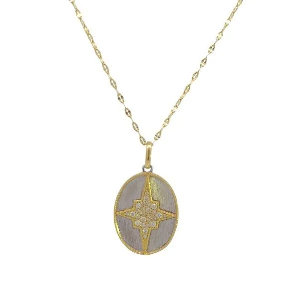 18k Yellow Gold and Sterling Silver Diamond Pendant Dickinson Jewelers Dunkirk, MD