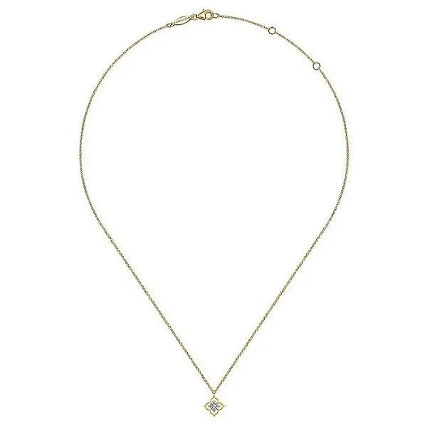 14k Yellow Gold Floral Diamond Pendant Image 2 Dickinson Jewelers Dunkirk, MD