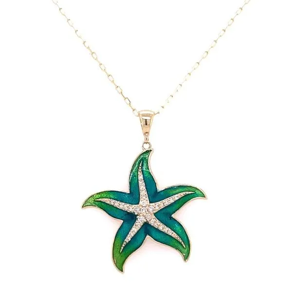 14k Yellow Gold Enamel Starfish Pendant Dickinson Jewelers Dunkirk, MD