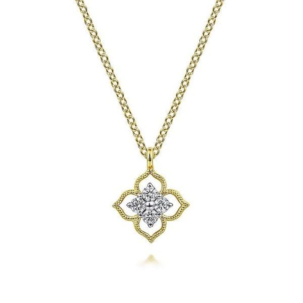14k Yellow Gold Floral Diamond Pendant Dickinson Jewelers Dunkirk, MD