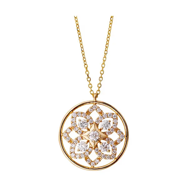 14Kt Yellow Flower in Circle Pendant Necklace Dickinson Jewelers Dunkirk, MD