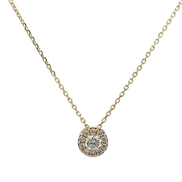 14Kt Yellow Round Diamond Halo Pendant Dickinson Jewelers Dunkirk, MD