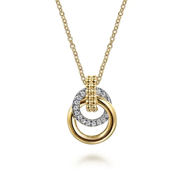 14Kt Two-Tone Diamond Interlocking Circle Pendant Dickinson Jewelers Dunkirk, MD
