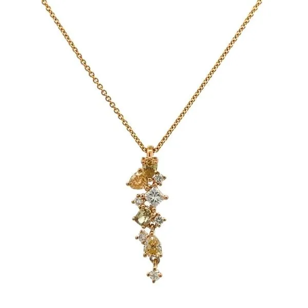14Kt White Gold Fancy Color Diamonds Cascade Drop Pendant Dickinson Jewelers Dunkirk, MD