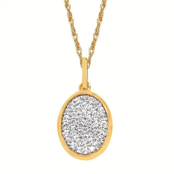 14Kt Yellow Pave Diamond Oval Pendant Dickinson Jewelers Dunkirk, MD