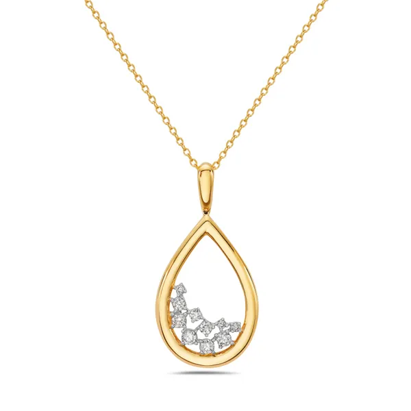 14Kt Yellow Gold Scattered Diamonds Open Teardrop Pendant Dickinson Jewelers Dunkirk, MD