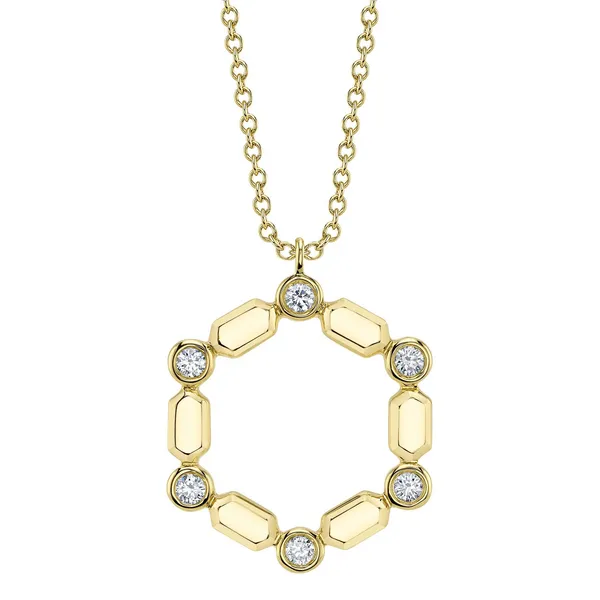 14Kt Yellow Gold Diamond Hexagon Geo Cut Pendant Dickinson Jewelers Dunkirk, MD
