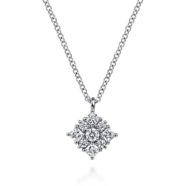 14Kt White Gold Diamond Cluster Pendant Dickinson Jewelers Dunkirk, MD