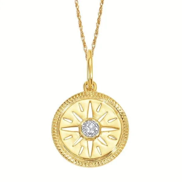 14K Yellow Gold Compass Medallion Pendant Dickinson Jewelers Dunkirk, MD