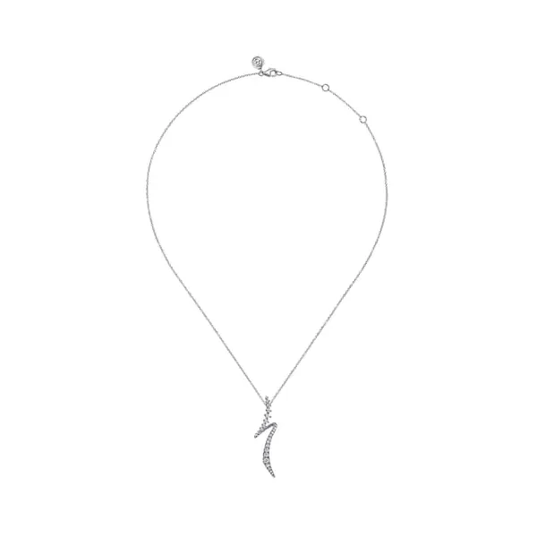 14 Karat White Gold Graduating Diamond Bypass Pendant Necklace Image 2 Dickinson Jewelers Dunkirk, MD