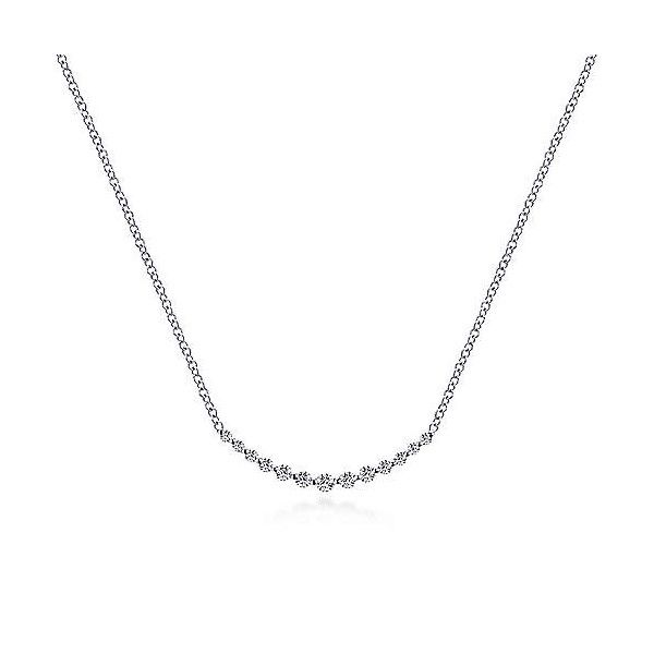14K White Gold Curved Diamond Bar Necklace Dickinson Jewelers Dunkirk, MD