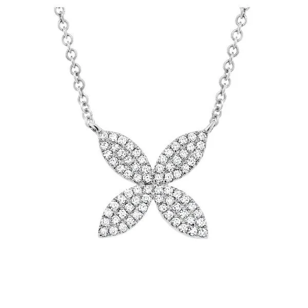 14k White Gold Diamond Flower Necklace Dickinson Jewelers Dunkirk, MD