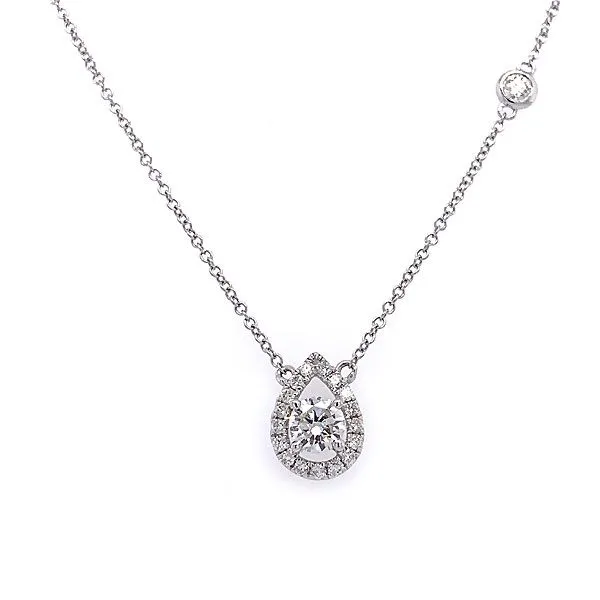 14k White Gold Diamond Halo Necklace Dickinson Jewelers Dunkirk, MD