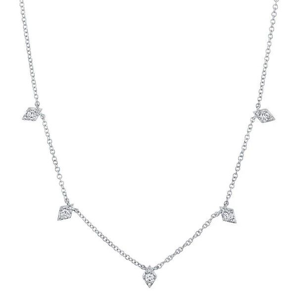 14k White Gold Diamond Dangle Station Necklace Dickinson Jewelers Dunkirk, MD